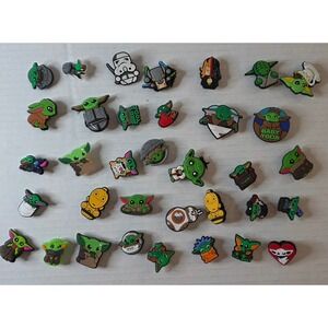 Generic Shoe Charms Green Large Mixed Baby Yoda Style Lot of 35+